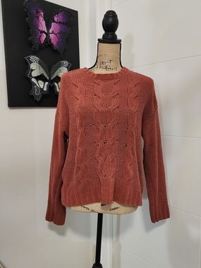 American Eagle Outfitters Rust Cable Knit Crewneck Sweater